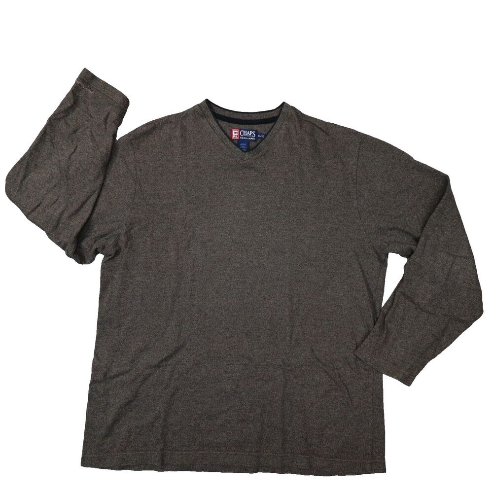Chaps Ralph Lauren Vintage Men's Brown V Neck‎ Sweater size XL